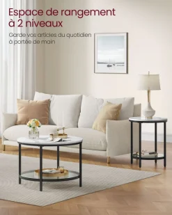 Outlet SONGMICS Meuble salle de bain 2 tiroirs Blanc