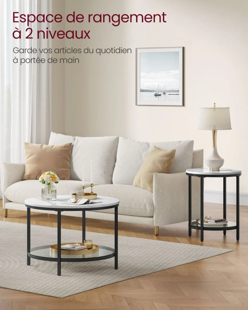 Outlet SONGMICS Meuble salle de bain 2 tiroirs Blanc