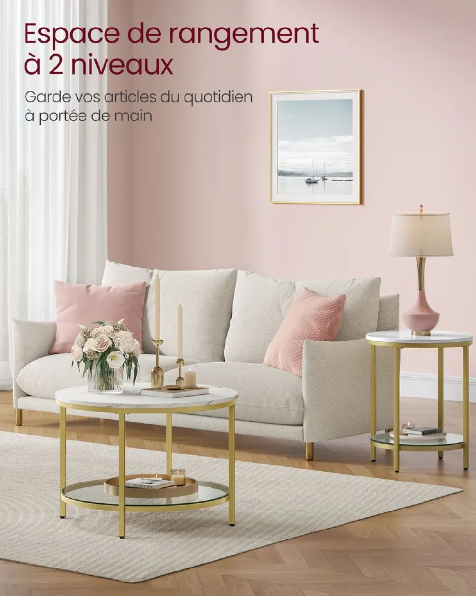 Outlet SONGMICS Meuble salle de bain 2 tiroirs Blanc