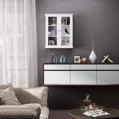 Fashion SONGMICS Meuble salle de bain sur pieds Blanc