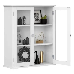 Fashion SONGMICS Meuble salle de bain sur pieds Blanc