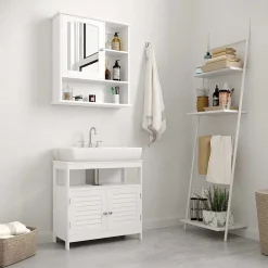 Clearance SONGMICS Meuble salle de bain tiroir Blanc