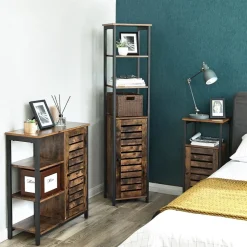 Outlet SONGMICS Meuble sous lavabo 60 x 30 x 60 cm avec cadre en acier marron rustique et noir