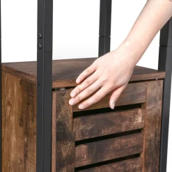 Outlet SONGMICS Meuble sous lavabo 60 x 30 x 60 cm avec cadre en acier marron rustique et noir