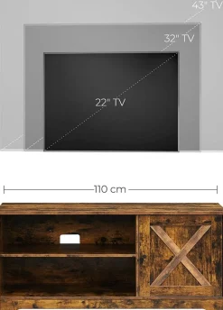Hot SONGMICS Meuble télé façon grange Marron Rustique