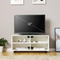 Fashion SONGMICS Meuble TV 4 casiers Blanc