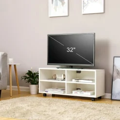 Fashion SONGMICS Meuble TV 4 casiers Blanc