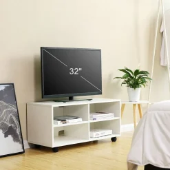 Fashion SONGMICS Meuble TV 4 casiers Blanc