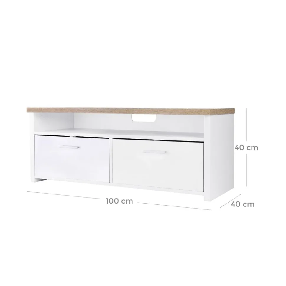 Best SONGMICS Meuble TV 3 compartiments Blanc