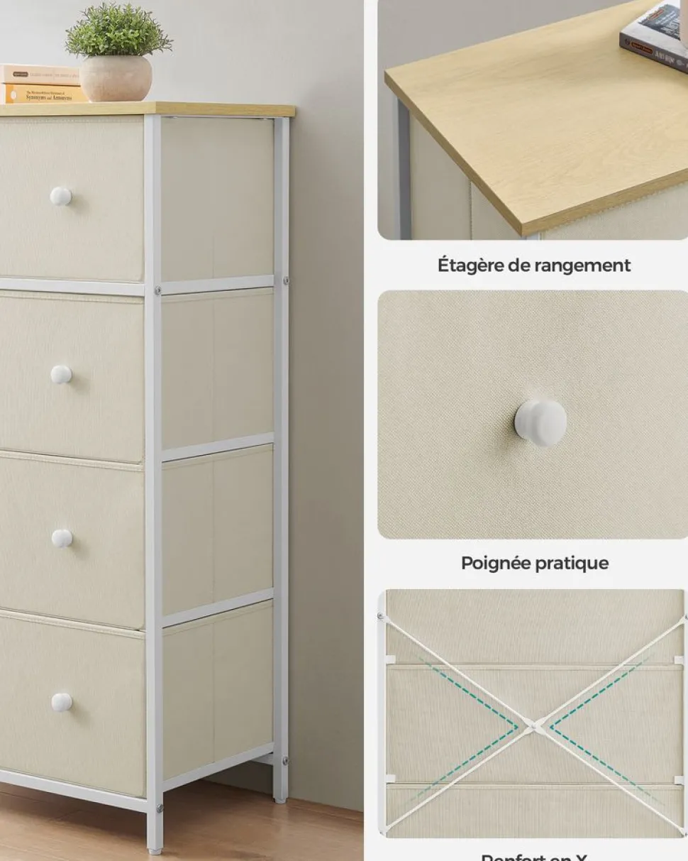 Outlet SONGMICS Meuble TV 2 portes rustique Marron Rustique