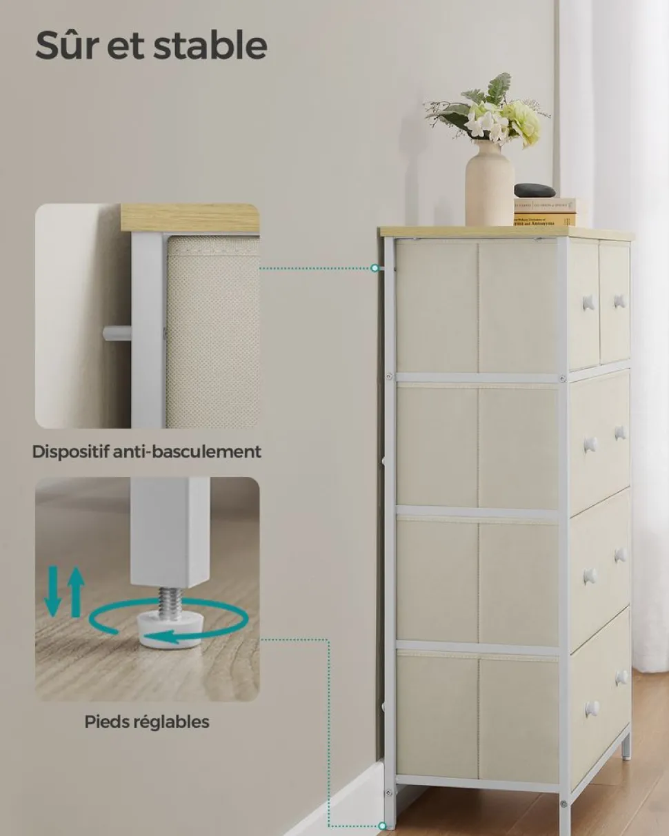 Outlet SONGMICS Meuble TV 2 portes rustique Marron Rustique