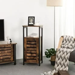 Store SONGMICS Meuble TV avec étagères Brun Vintage Noir