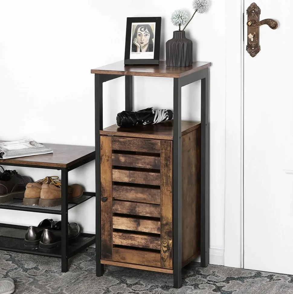 Store SONGMICS Meuble TV avec étagères Brun Vintage Noir