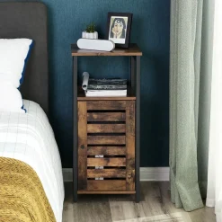 Store SONGMICS Meuble TV avec étagères Brun Vintage Noir