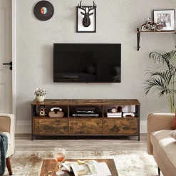 Cheap SONGMICS Meuble TV fermé industriel Brun Vintage Noir