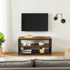 Hot SONGMICS Meuble TV grille Marron Rustique