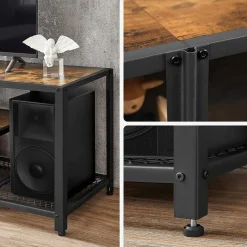 Clearance SONGMICS Meuble TV industriel Marron Rustique + Noir