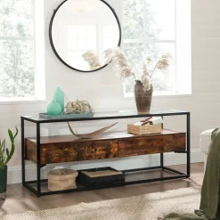 Hot SONGMICS Meuble TV jusqu’à 55 pouces Noir