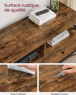 Clearance SONGMICS Meuble TV pour TV Jusqu’à 60 Pouces Marron Cendré et Noir d'encre