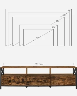 Clearance SONGMICS Meuble TV pour TV Jusqu’à 60 Pouces Marron Cendré et Noir d'encre