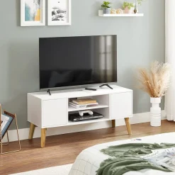 Hot SONGMICS Meuble TV scandinave Blanc