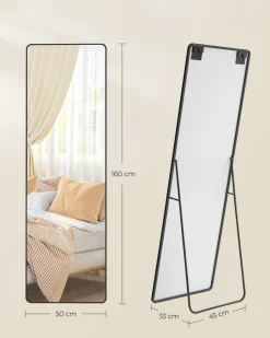 Clearance SONGMICS Miroir intégral 160 x 50 cm cadre en alliage d’aluminium noir d'encre