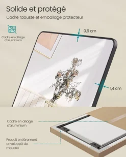 Clearance SONGMICS Miroir intégral 160 x 50 cm cadre en alliage d’aluminium noir d'encre