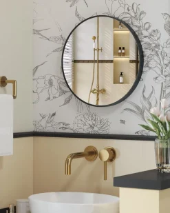 Discount SONGMICS Miroir mural rond diamètre 61 cm cadre en métal noir