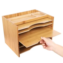 Discount SONGMICS Organisateur bureau bambou Naturel