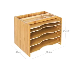 Discount SONGMICS Organisateur bureau bambou Naturel