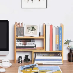 New SONGMICS Organisateur bureau bambou Argent