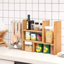 New SONGMICS Organisateur bureau bambou Argent