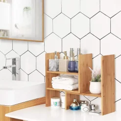 New SONGMICS Organisateur bureau bambou Argent