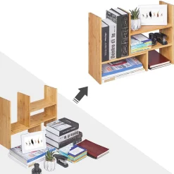 New SONGMICS Organisateur bureau bambou Argent