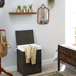 Clearance SONGMICS Panier à linge 2 bacs marron