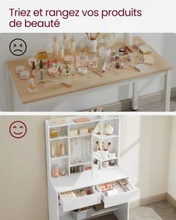 New SONGMICS Panier à linge double avec étagère grège mélangé et gris ardoise