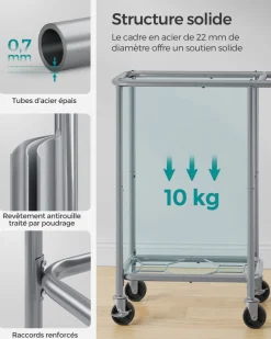 Cheap SONGMICS Panier à linge double avec étagères marron rustique noir