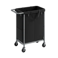 Cheap SONGMICS Panier à linge double avec étagères marron rustique noir