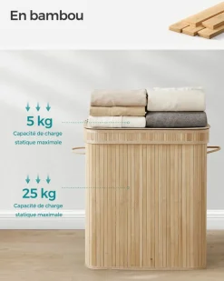 Sale SONGMICS Panier à linge pliable sac à linge amovible et lavable