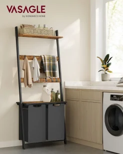 Shop SONGMICS Panier à linge sale 110L noir d'encre et gris ardoise