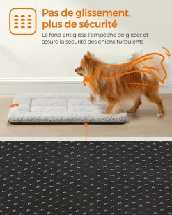 Fashion SONGMICS Panier pour chien 60 x 45 Gris Tourterelle