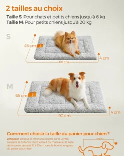 Fashion SONGMICS Panier pour chien 60 x 45 Gris Tourterelle