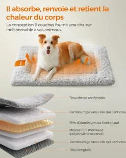 Fashion SONGMICS Panier pour chien 60 x 45 Gris Tourterelle
