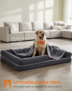 Hot SONGMICS Panier pour chien orthopédique 135 x 107 x 25 cm antidérapant gris foncé