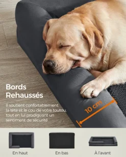 Hot SONGMICS Panier pour chien orthopédique 135 x 107 x 25 cm antidérapant gris foncé