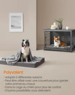 Fashion SONGMICS Panier pour chiens taille m 76 x 51 x 8 cm gris tourterelle