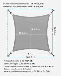 Shop SONGMICS Parasol 3 x 3 m gris
