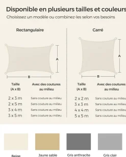 Outlet SONGMICS Parasol de jardin 300 cm avec 28 LED gris tourterelle