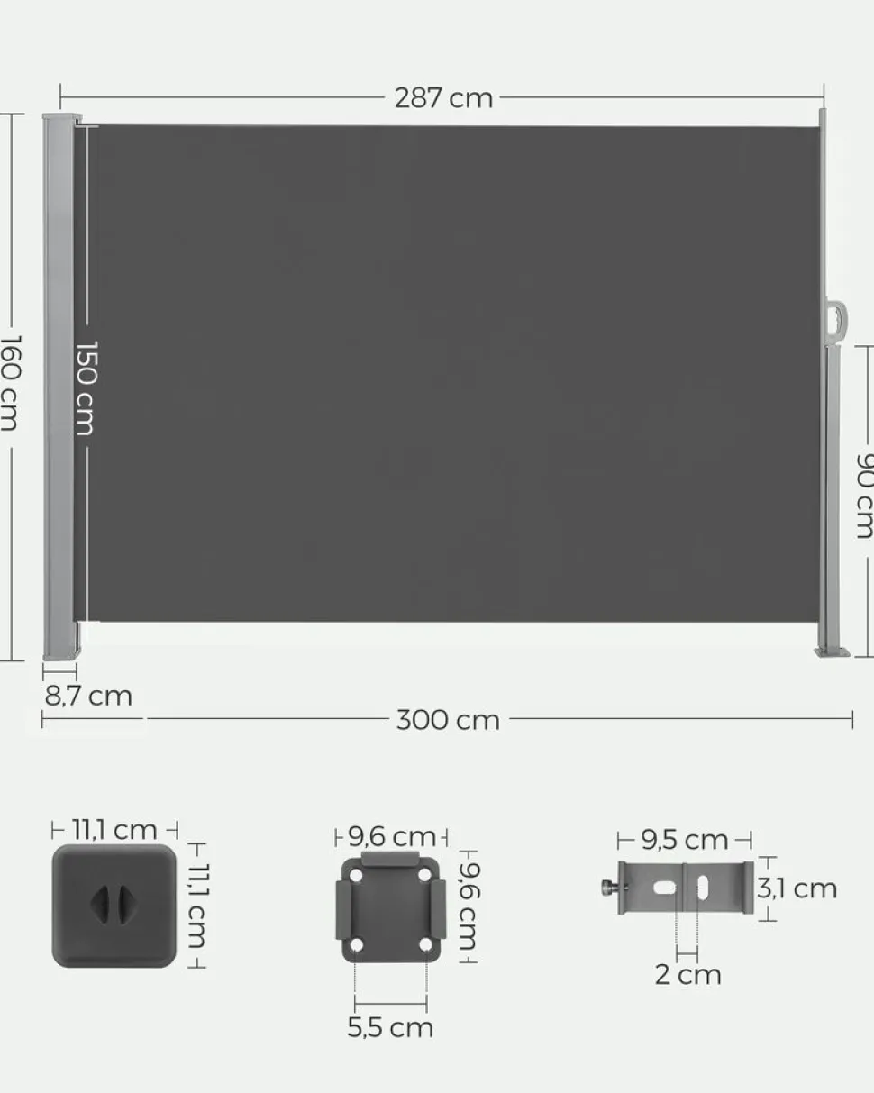 Discount SONGMICS Parasol de jardin 300 cm inclinable gris tourterelle