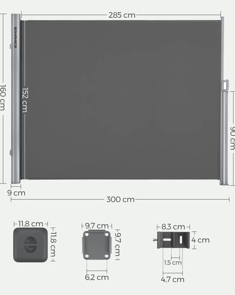 Discount SONGMICS Parasol de jardin 300 cm inclinable gris tourterelle